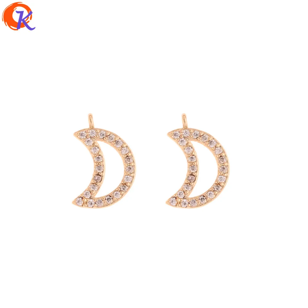 

Cordial Design 20Pcs 9*14MM Jewelry Accessories/CZ Charms/DIY Making/Moon Shape/Genuine Gold Plating/Hand Made/Earring Findings
