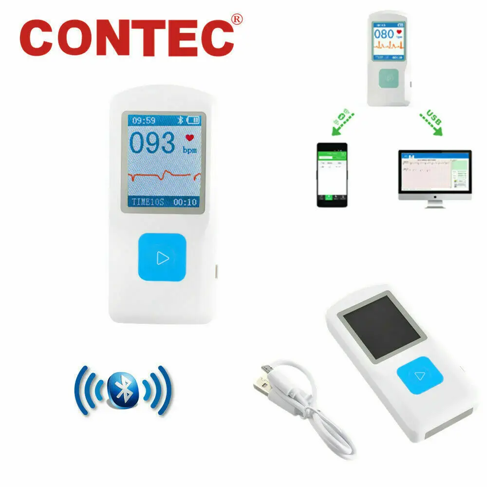 CONTEC PM10 New Handheld Portable ECG EKG Machine Heart Beat Monitor LCD USB Bluetooth | Красота и здоровье