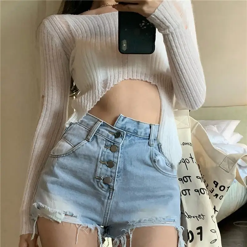 

Women's summer new Korean retro A-line wide leg hot pants