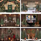 Фон для фотографий Mehofond Рождество кухня шкаф камин деревянное окно дети семейный портрет Фотостудия