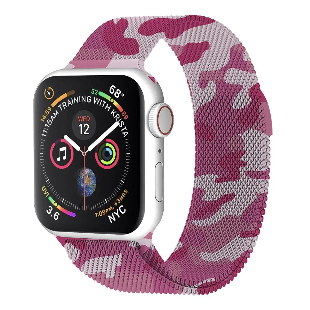 Camouflage Stainless Steel Milanese Band with Semicircle Magnetic Closure for Apple Watch 40mm 44mm | Наручные часы