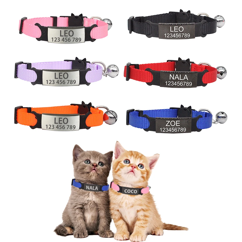 

Personalized ID Free Engraving Cat Collar Safety Breakaway Small Dog Cute Nylon Adjustable for Puppy Kittens Necklace