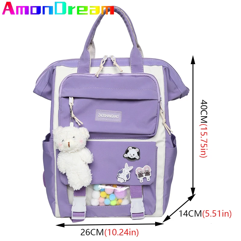 

korean Style Waterproof Backpacks for Women Cute Candy Color Schoolbag Shoulder Student Bags for Teenage Girls College Backpack