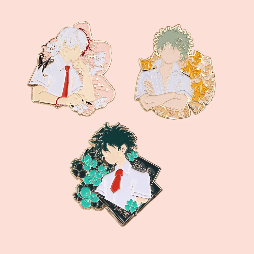 

ZF1989 Anime My Hero School Jewelry Enamel Pins And Brooches Cartoon Creative Metal Denim Hat Badge For Friends Kids