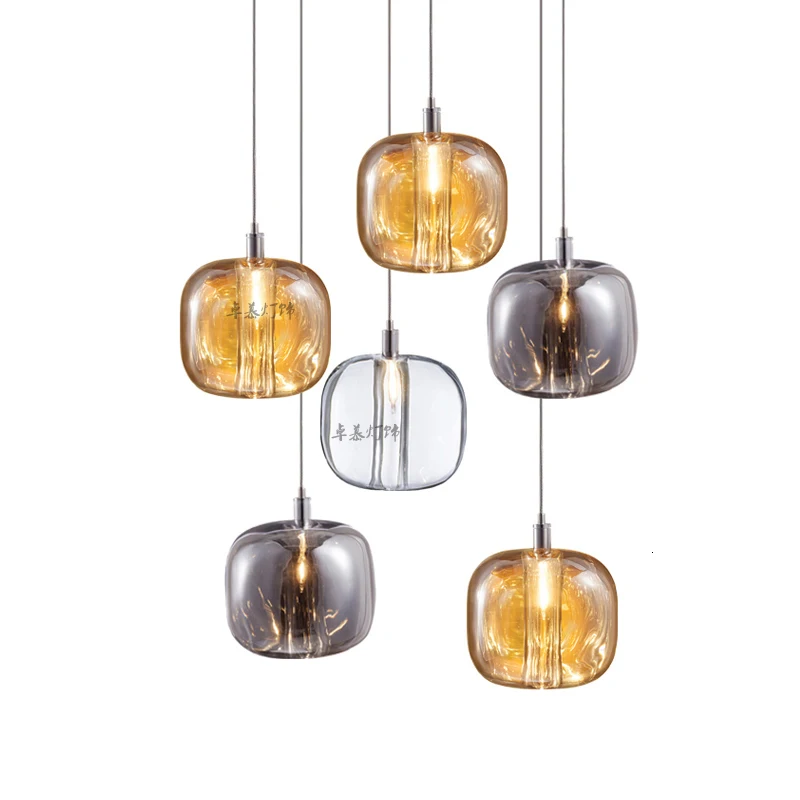 

Nordic modern glass ball bubble led pendant light gold ring kitchen living room restaurant bedroom hanging lamp