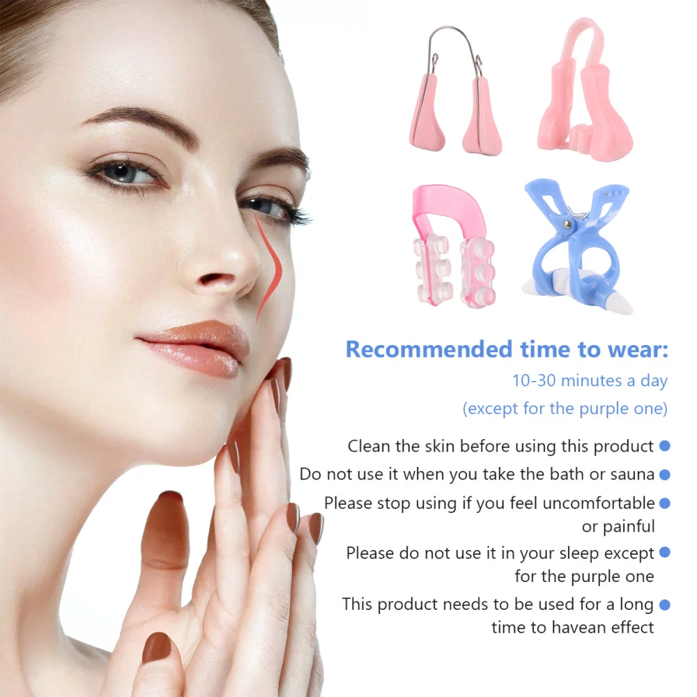 

4PCS Nose Lifting Shaping Shapers Straightening Bridge Correctors Beauty Tools for Girls Ladies (Random Color)