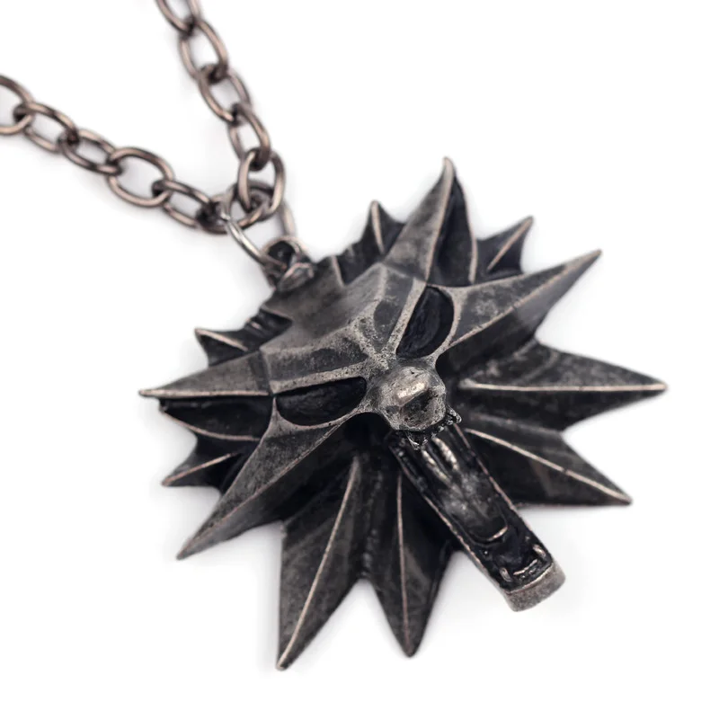 

Black Color Metal Wolf Head Medallion Pendant Necklace Wild Hunt Monster Cosplay Uncivilized Games Animal Wolf Chain Necklace
