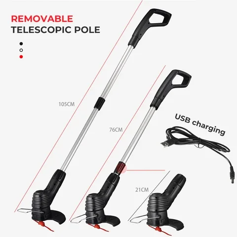 

13000rpm Portable Smart Wireless Electric Lawn Mower Outdoor Retractable With Lithium Battery Charger Grass Cutter Garden Tools