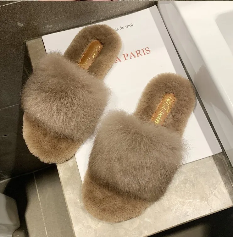 Natural Sheepskin Winter Warm Fur Slippers Women Home Shoes Indoor Slipper Luxury Wool Slippers Woman Casual Slippers