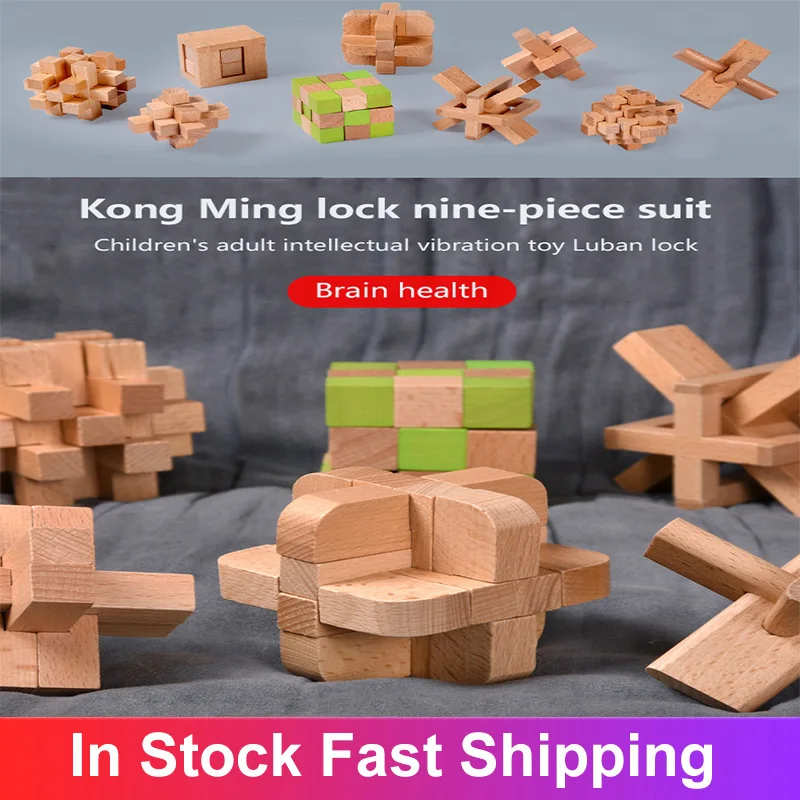 

New High-quality Beech IQ Brain Teaser Kong Ming Lock 3D Wood Grabbing Drill Puzzle Children's Educational Toys For Children