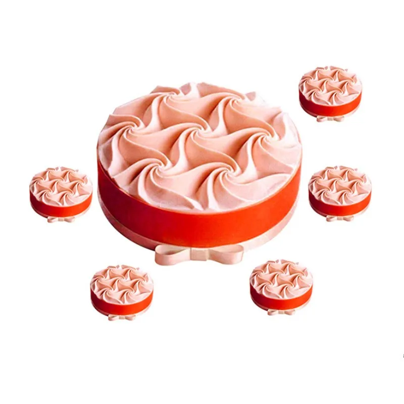 

6 Holes Silicone Spiral Flower Passion Fruit Cake Mold Mousse For Baking Mousse Ice Cream Mould Chocolates Moule Pan Bakeware