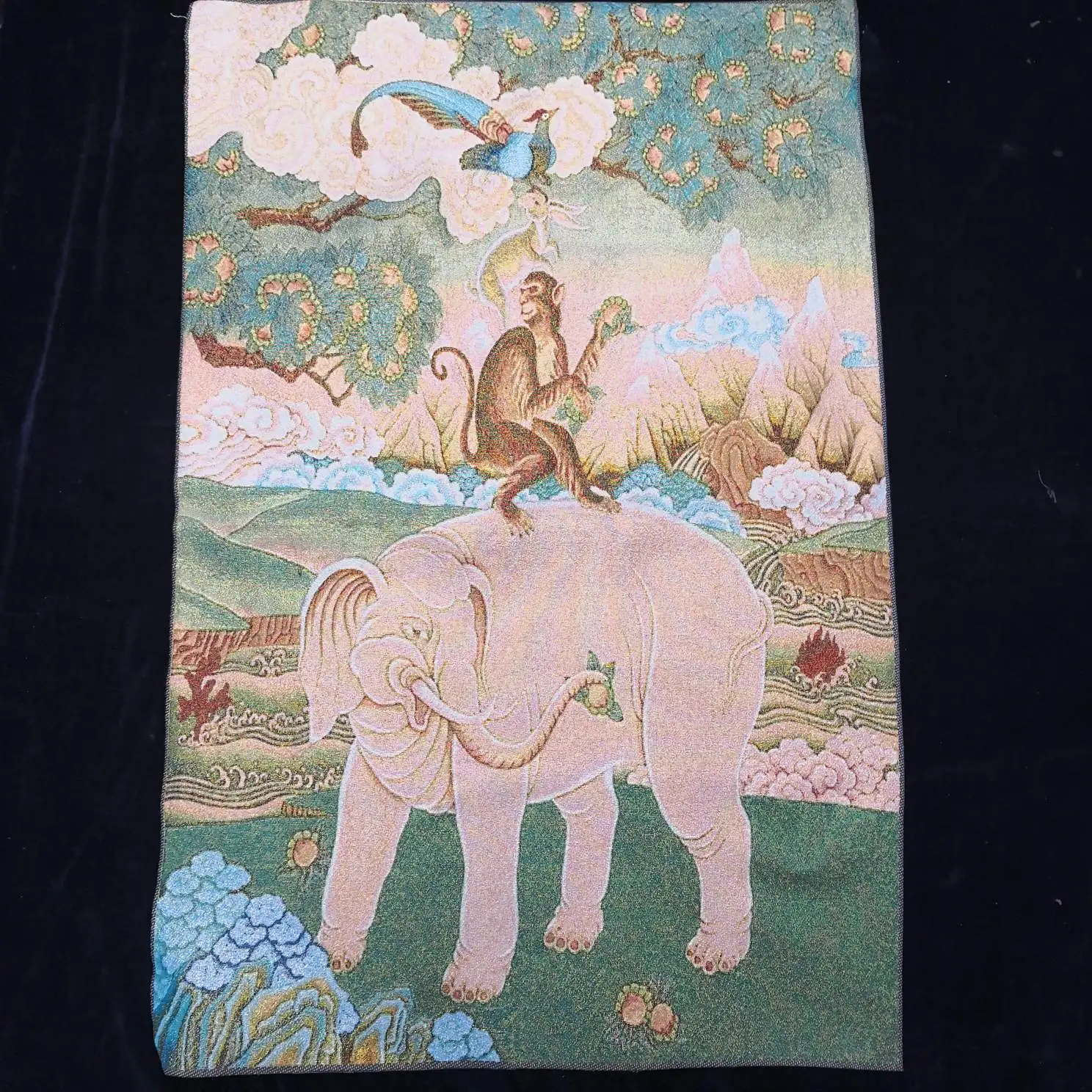 

Tibetan Buddha Thangka Nepalese Portraits, Monkeys And Elephants