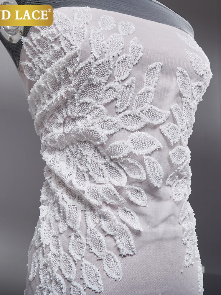 

SJD LACE African Sequins Lace Fabric 2021French Tulle Lace Fabric Glued Beads Embroidery Mesh Fabric For Party Wedding Sew A2583