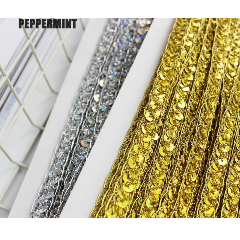 3 ярда 12 мм этническая лента с блестками и золотыми нитями для обуви платье