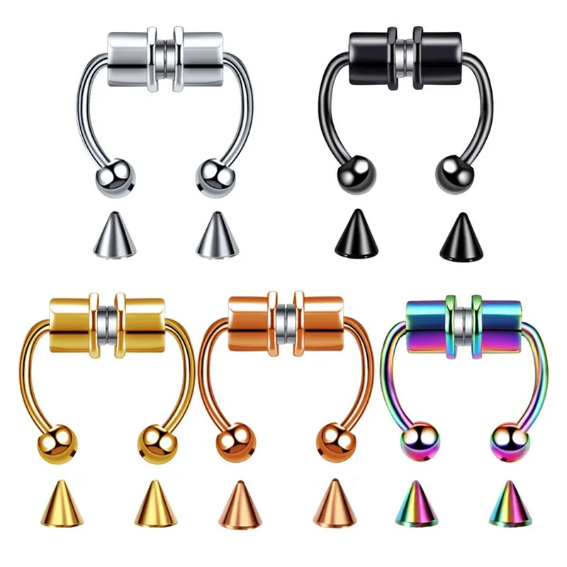 

Magnetic Fake Nose Ring Non-porous Ferromagnetic Ring Stainless Steel Nose Ring Nose Hoop Ring Nose Jewelry Perforation