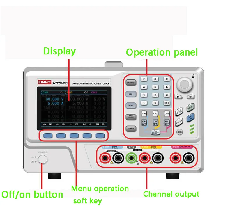 UNI-T UTP3303S/UTP3305S DC Регулируемый источник питания 4,3 дюймов TFT ЖК-дисплей перенапряжения, перегрузки по току, защита от температуры