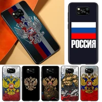 russia flag phone case for xiaomi civi play mix 3 a2 a1 6x 5x poco x3 nfc f3 gt m3 m2 x2 f2 pro c3 f1 black soft