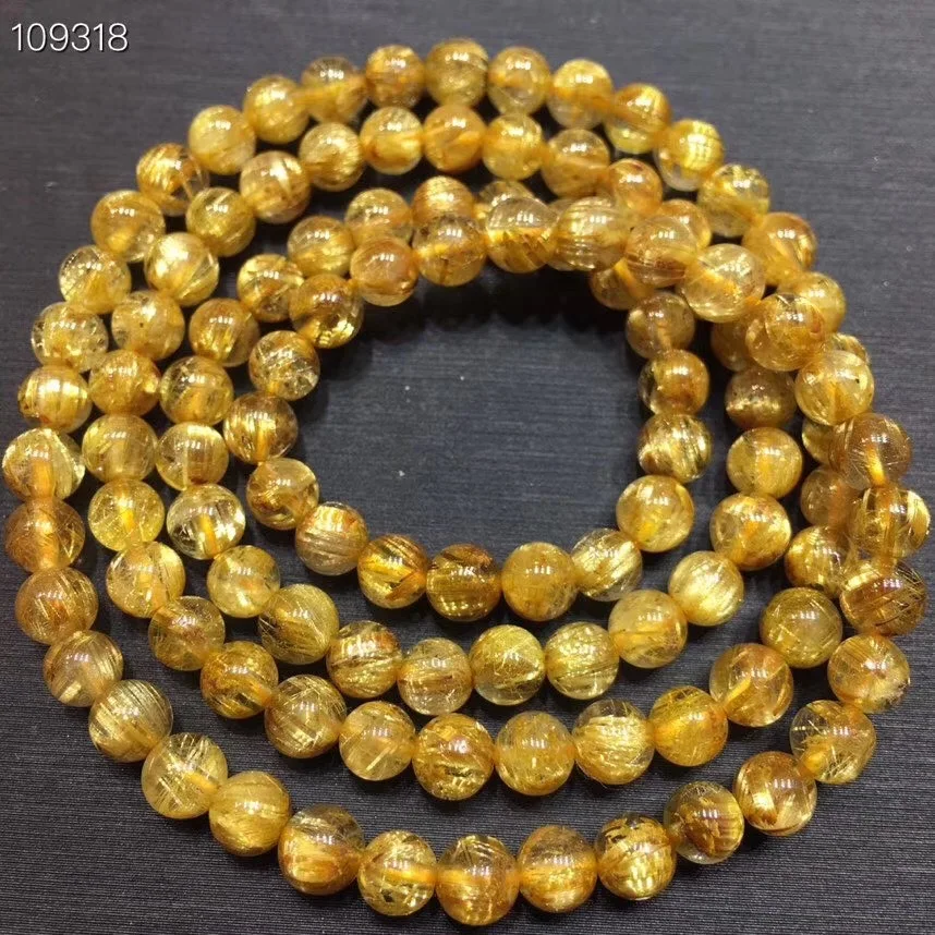 

5mm Top Natural Brazil Gold Hair Rutilated Bracelet Jewelry For Woman Man Crystal Round Beads Gemstone Stretch AAAAA Certificate