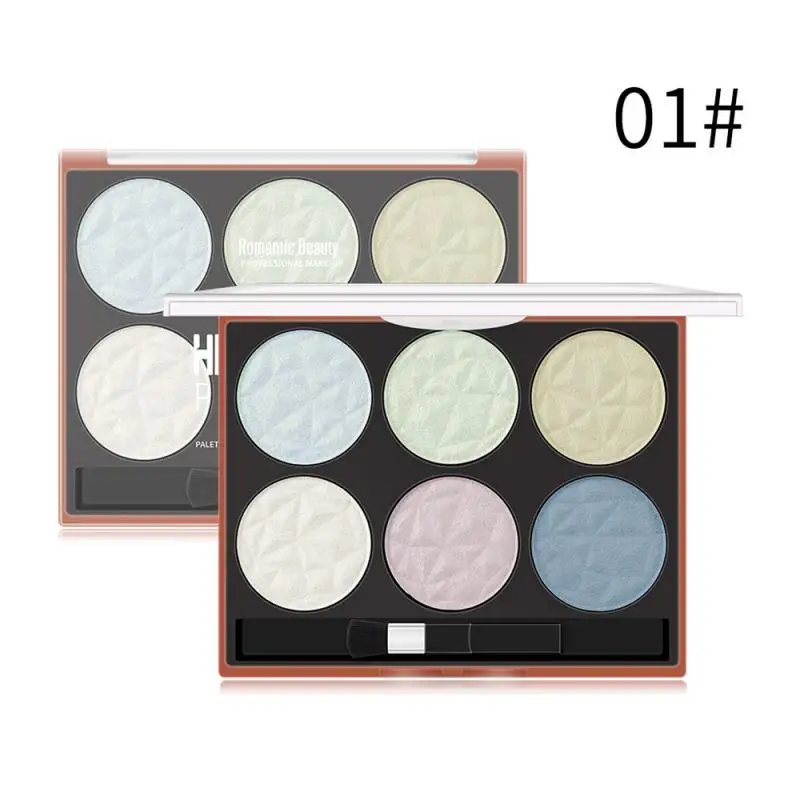 Новинка 6 цветов хайлайтер макияж мерцающая пудра палитра Осветление кожи