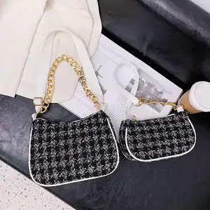 Винтажная шерстяная сумка-мессенджер, женская сумка на цепочке, сумка на плечо, популярная простая Женская Повседневная сумка