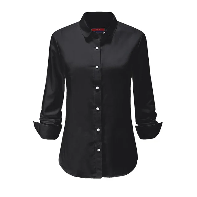 Blackoxford Dioufond, женская рубашка с длинным рукавом, модная одежда, белая, черная, тонкая, из кусков, в горошек, хлопковая блузка, офисная, для девушек, размера плюс, формальный Топ - Цвет: Blackoxford
