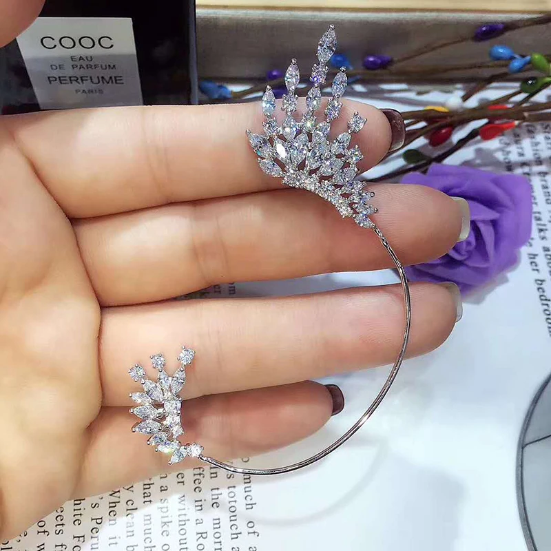 Новые роскошные блестящие серьги клипсы с кубическим цирконием AAA для женщин