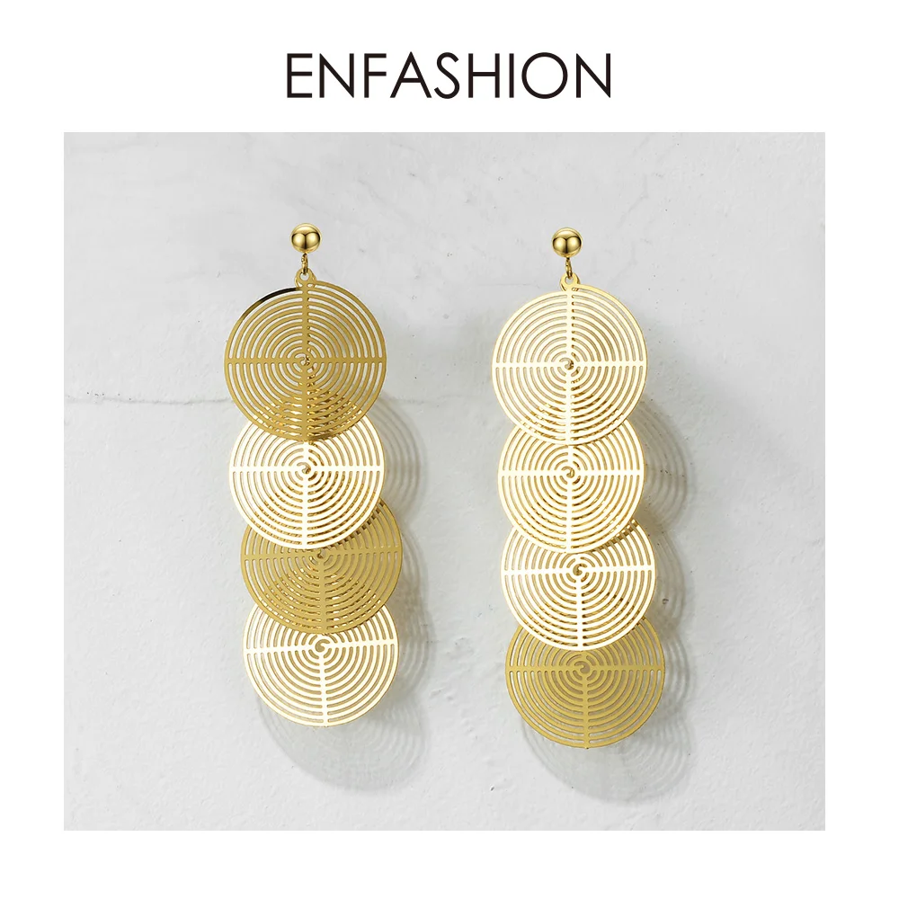 ENFASHION Boho Многослойные Круглые Висячие серьги для женщин, Длинные круглые висячие серьги с кисточками, модные ювелирные изделия Oorbellen E1109