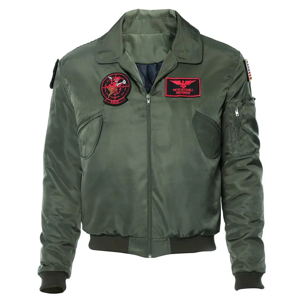 Топ пистолет Куртка Косплей Костюм для взрослых мужчин зеленое пальто Хэллоуин