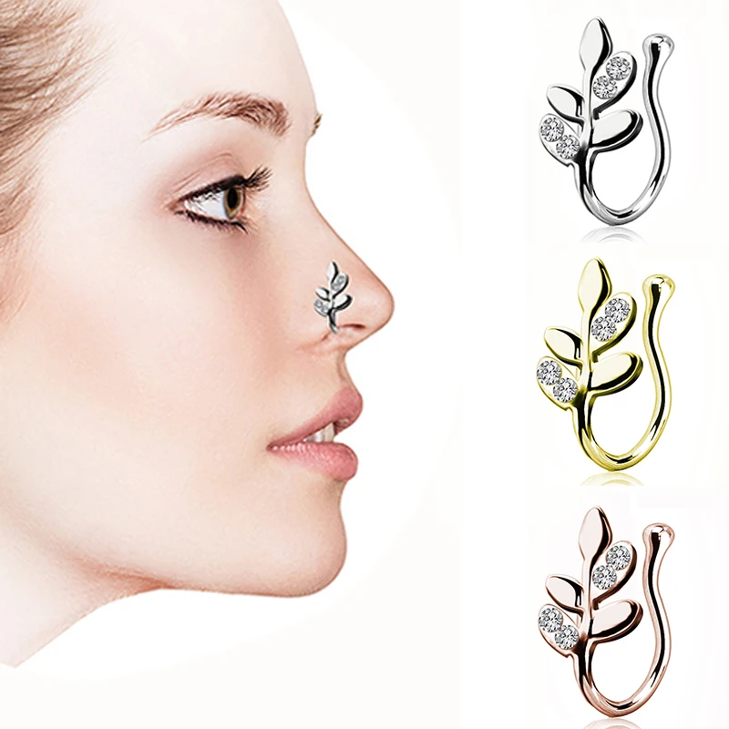 Для женщин панк Новое меди с украшением в виде кристаллов листья накладные