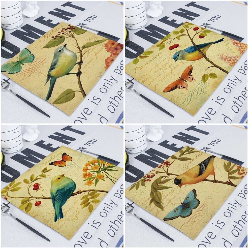 Салфетки для стола с птицами льняные свадебные салфетки салфетка прямоугольная