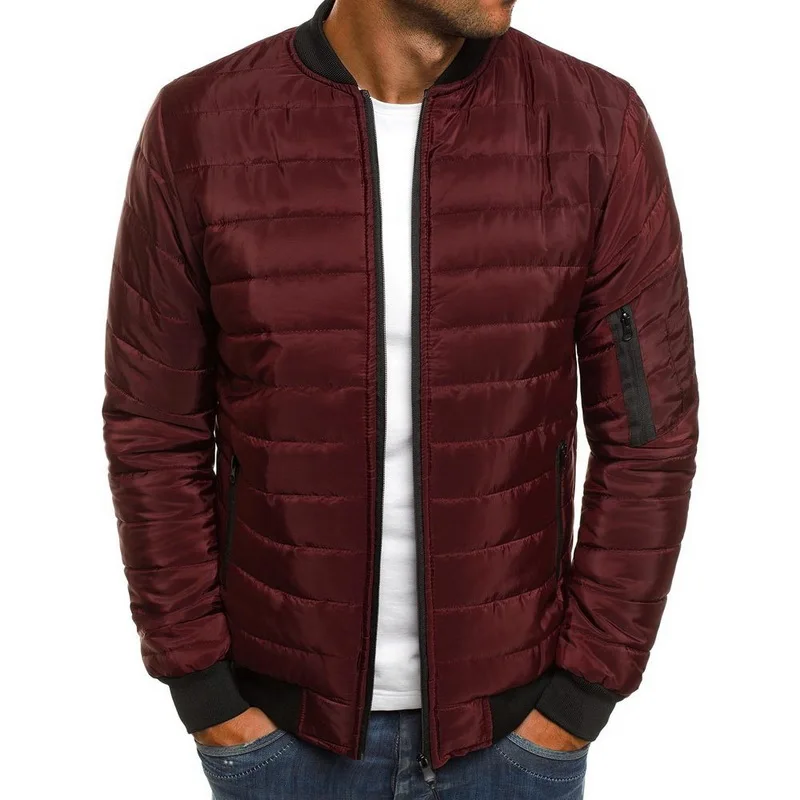 Style2 wine red CYSINCOS, мужские облегающие теплые пальто, Осень-зима, мужские,, легкие, ветрозащитные, складываемые куртки, одноцветные куртки, уличная одежда - Цвет: Style2 wine red