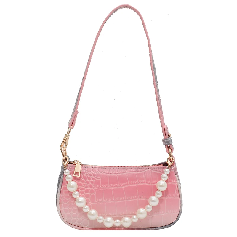

Stone pattern Pearl Tote bag 2021 Summer New High-quality PU Leather Women's Designer Handbag Gradient Shoulder bag Underarm bag