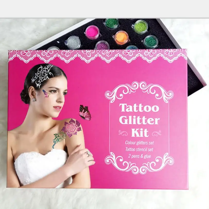 129 шт. маникюрный набор с блестками для нанесения татуировок шаблонный трафарет