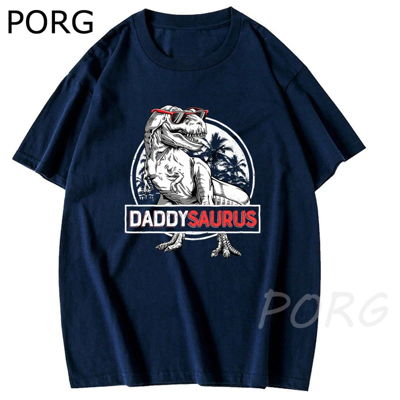 

New Summer Men Loose T-shirt Daddysaurus T Shirt Fathers Day Gifts T Rex Daddy Saurus Men T Shirts PAPASAURUS Printed T-Shirt