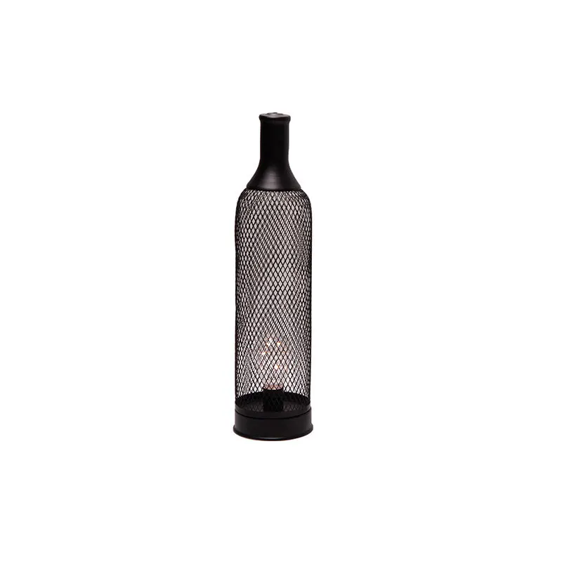 

European Creative Wrought Iron Mesh Hollow Wine Bottle Fashion LED Night Light Bedroom Living Room Lighting Decoration Wy112608