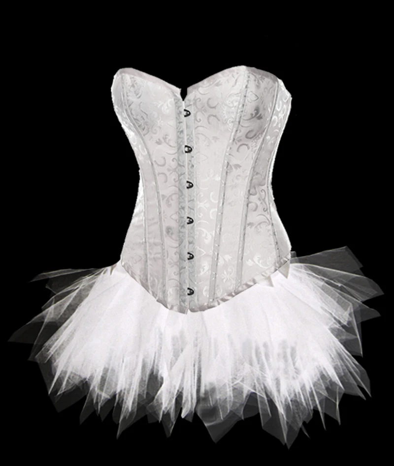

Женский сексуальный топ-корсет «стимпанк» Готический корсет, бюстье Espartilho Талия Cincher Korsett Overbust Femme & skirt 2340 white XL-2XL