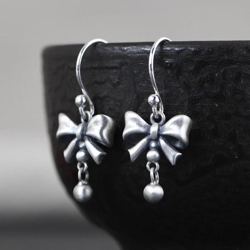 

FNJ Knot Earrings 925 Silver 100% Pure Original S925 Silver Sterling Drop Earring for Women Jewelry