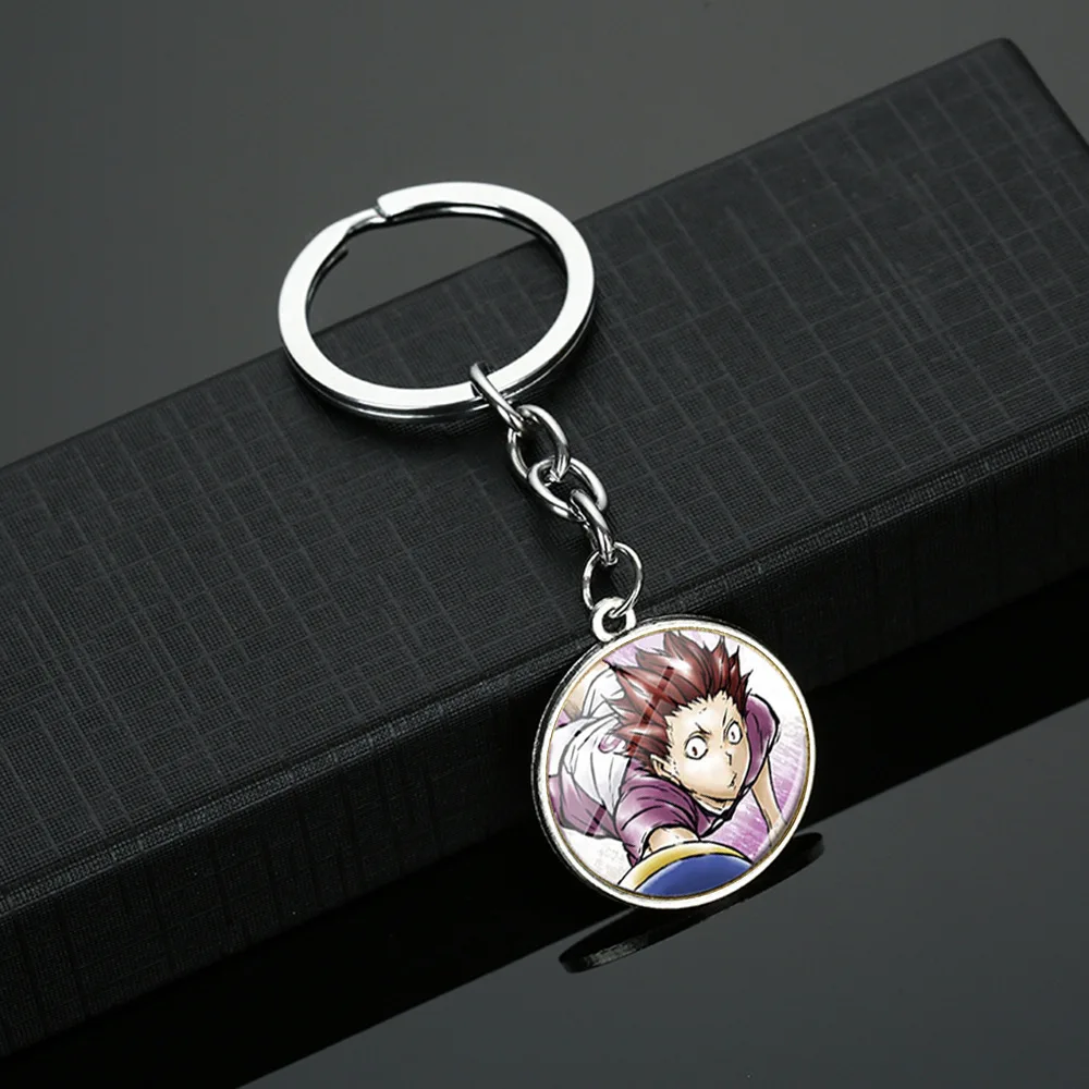 

Anime Haikyuu Volleyball Juvenile Keychain Cute Time Gem Cabochon Glass Car Key Chain Children Bag Pendant Keyring Men Gift