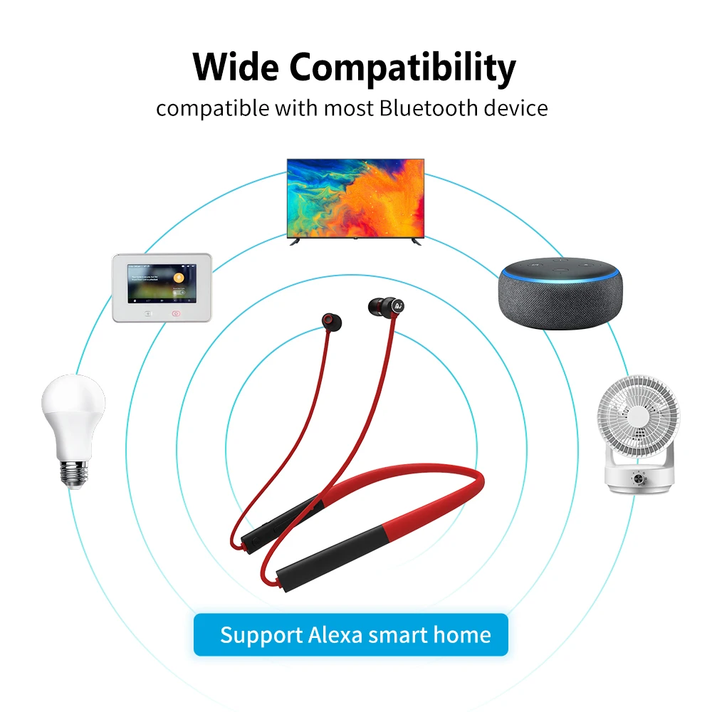 TELESIN Alexa умный дом Bluetooth Наушники управление Магнитная Беспроводная музыкальная
