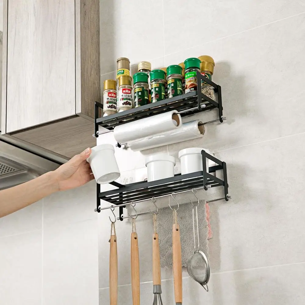 Кованая Железная ванная настенная вешалка для кухни Бесплатная Пробивка приправ