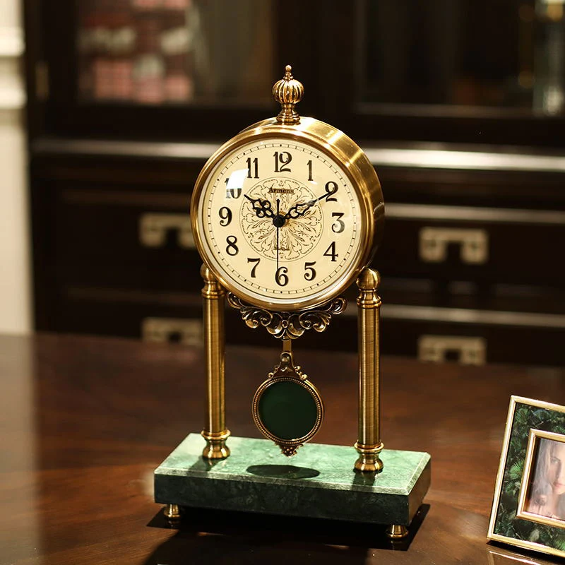 

Retro Table Clocks Vintage Silent Clock On The Table For Living Room Decorative Table Clock Metal Classical Pendulum Desk Clocks