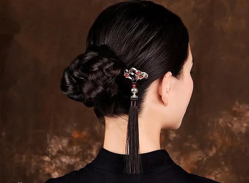 Старинные шпильки для женщин Miao серебряные палочки волос этнические длинные