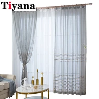 tiyana embroidered pearl tulle curtains for living room grey stripe sheer embroidery drapes voile window treatments curtains z