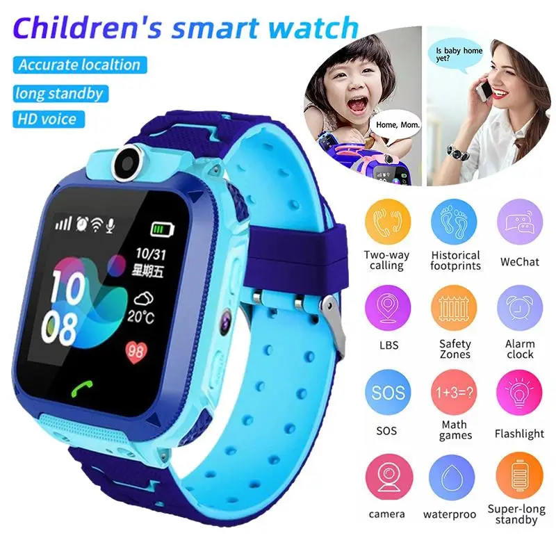 Детские Смарт часы Q12B водонепроницаемые LBS Smartwatch с функцией позиционирования 2G SIM