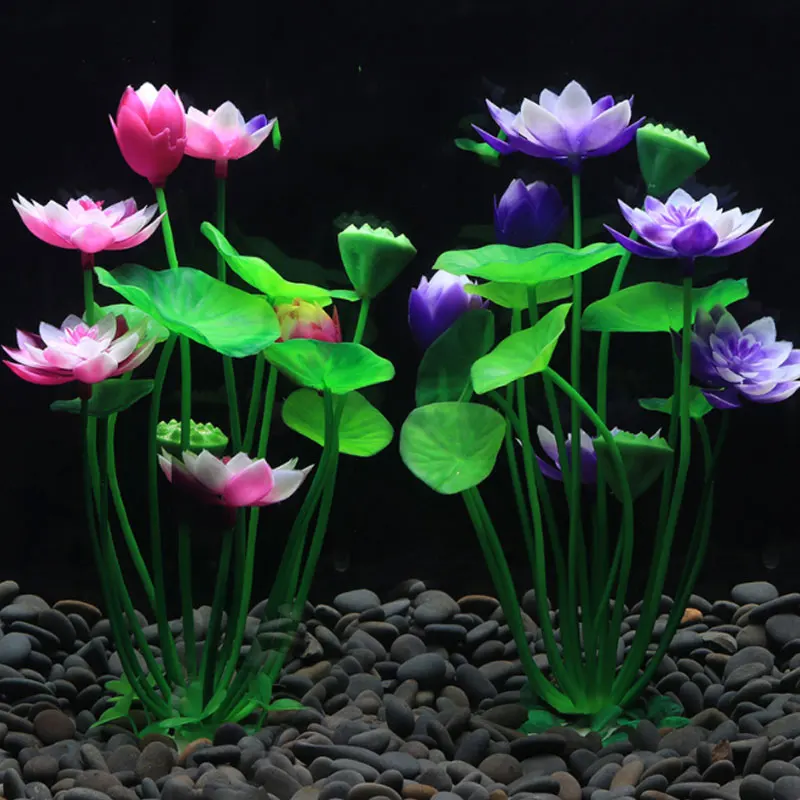 

21cm Simulated Water Grass Artificial Lotus Flower Aquarium Landscape Decoration Underwater Ornament Plant Fish Tank Decoration