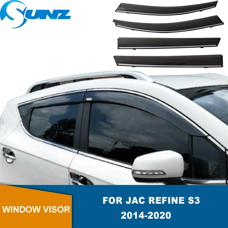 

Side Window Deflector For JAC Refine S3 2014 2015 2016 2017 2018 2019 2020 4pcs Chrome Trim Window Visors Weathershields SUNZ