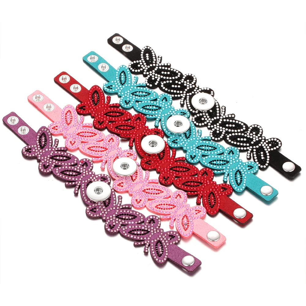 Новый кожаный браслет с кнопками-застежками цветами подходит для металлических