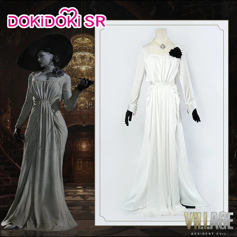 

DokiDoki-SR Game Alcina Dimitrescu Cosplay Female Cosplay Cosplay Lady Dimitrescu Cosplay Dress White
