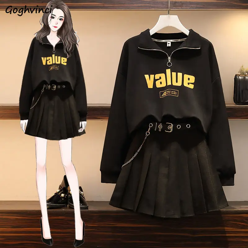 Женский комплект с длинным рукавом плиссированная мини-юбка большого размера 4XL