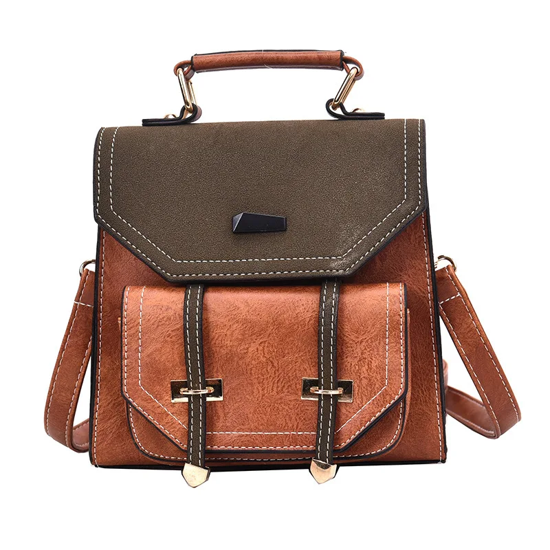 

Школьная сумка, винтажный стиль, рюкзак из ПУ кожи с двумя ремнями, трехцелевой рюкзак, Женский дорожный рюкзак